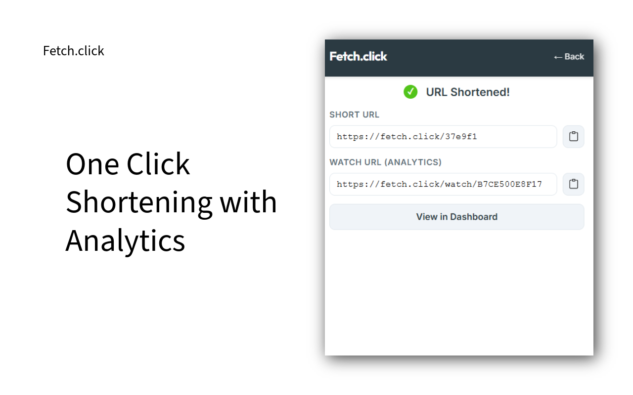 Fetch.click extension — fast link shortening